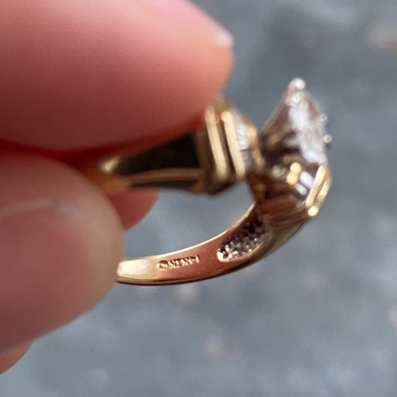 14k Gold and Diamonds Two-Ring Puzzle Stack Set, Size 4-4.5 - Picture 3 of 5